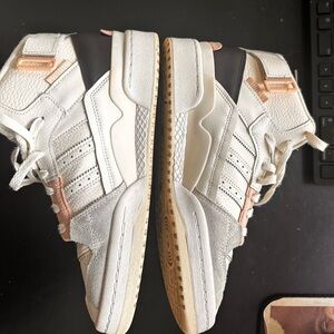 Adidas White and Peach High-Tops